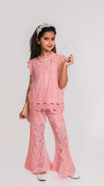 Baby pink lace set