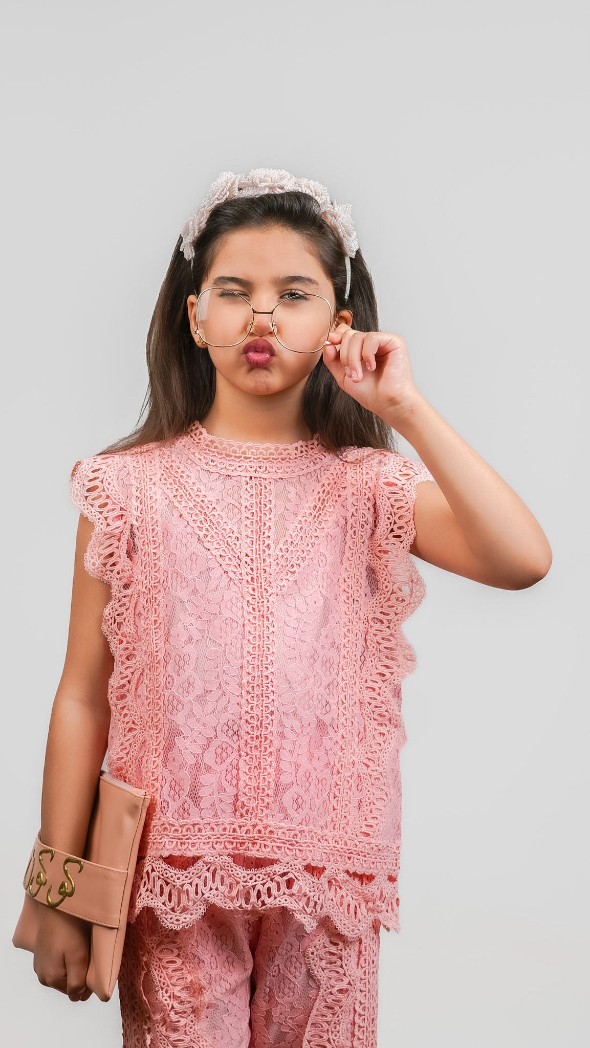 Baby pink lace set